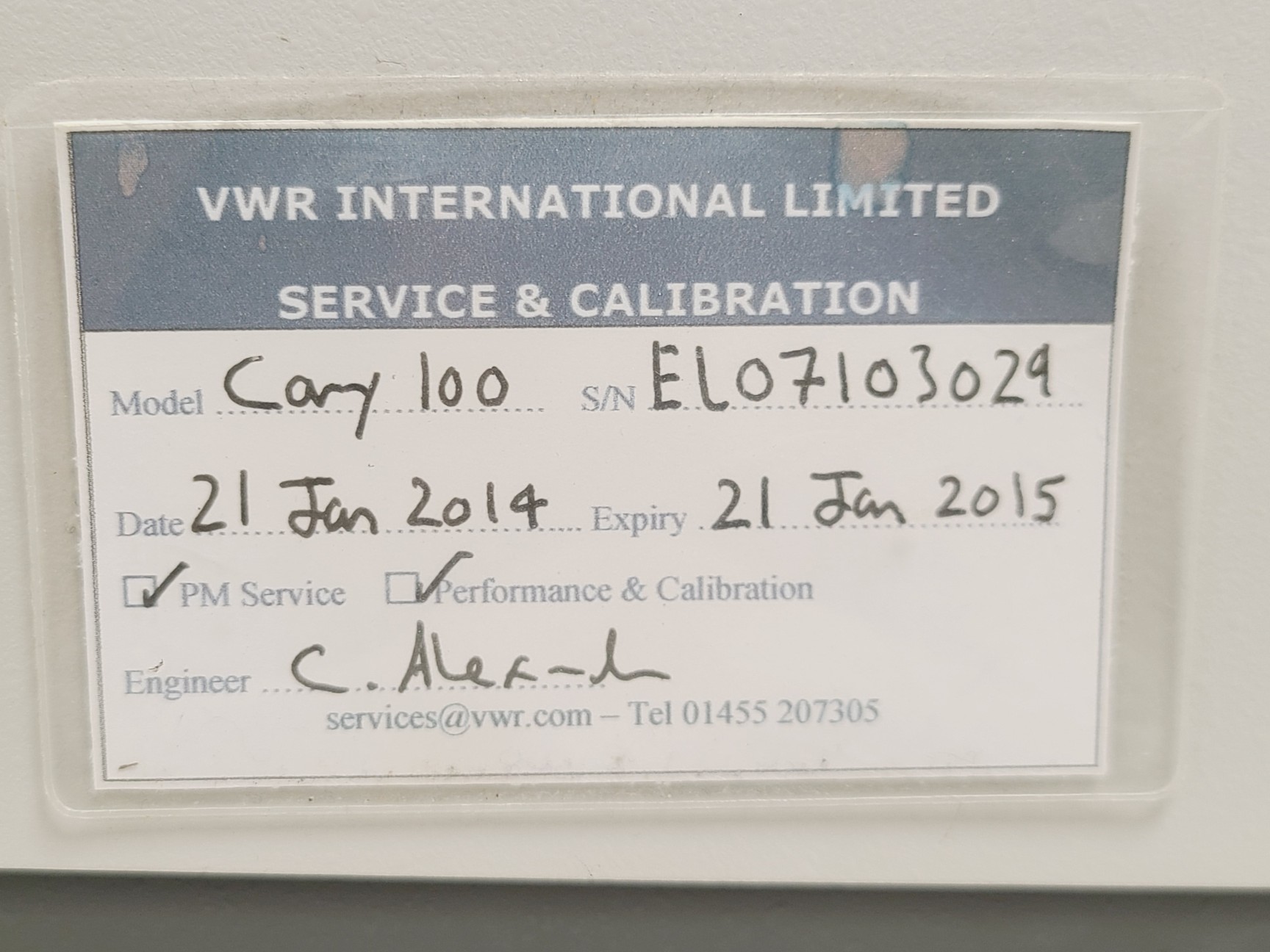 Image of Varian Cary 100 Bio UV-Visible Spectrophotometer