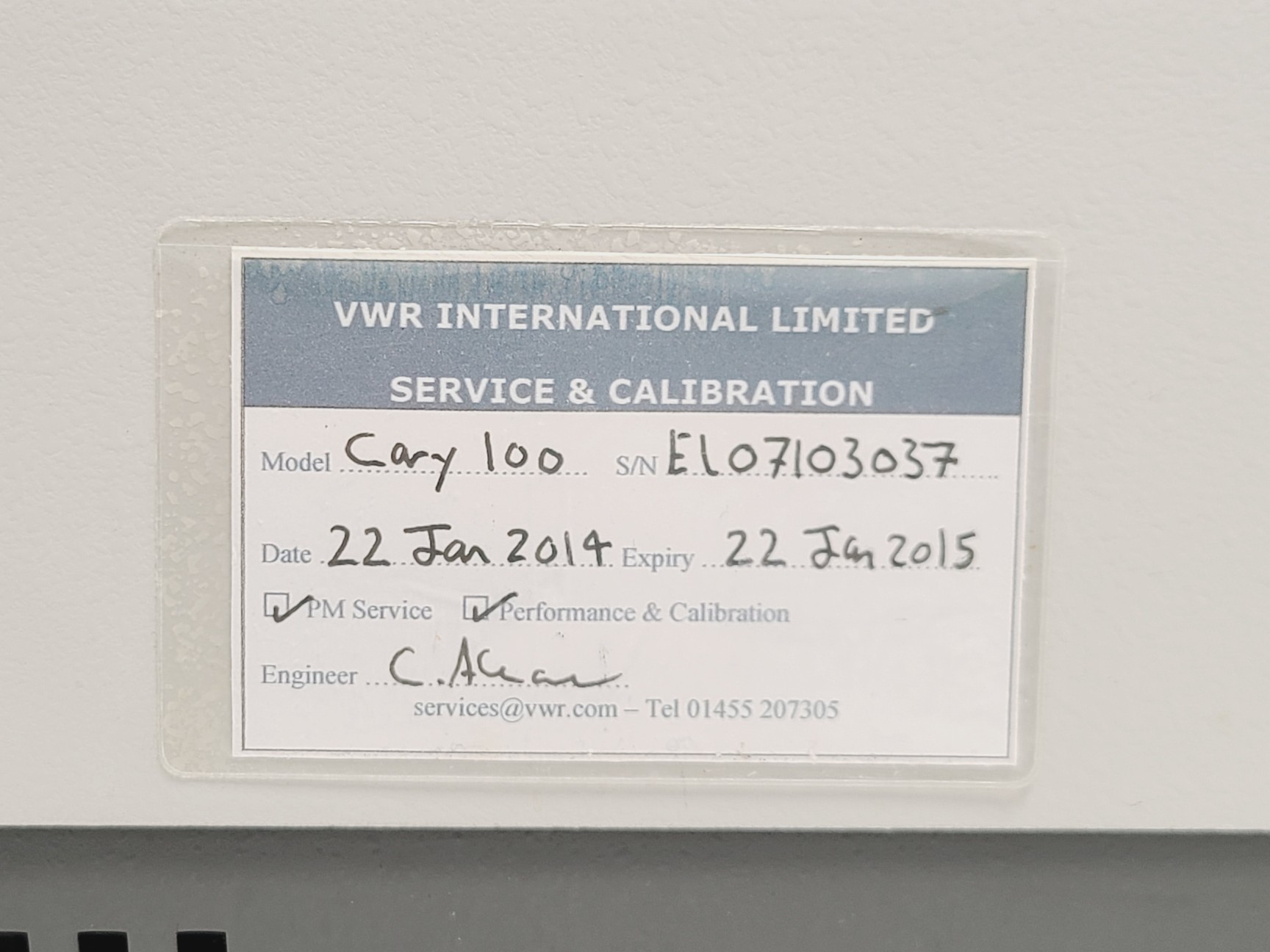 Image of Varian Cary 100 Bio UV-Visible Spectrophotometer