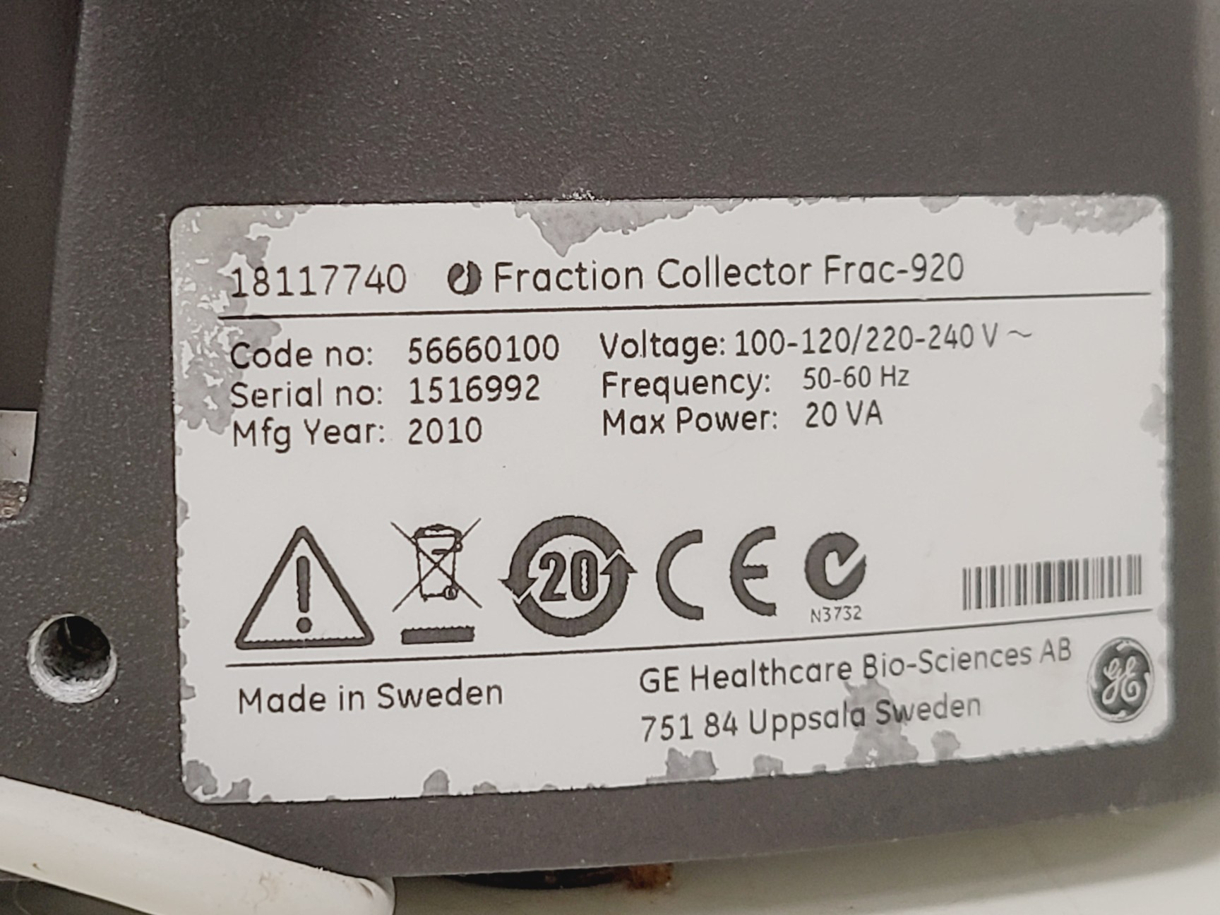 Image of GE Frac-920 Fraction Collector