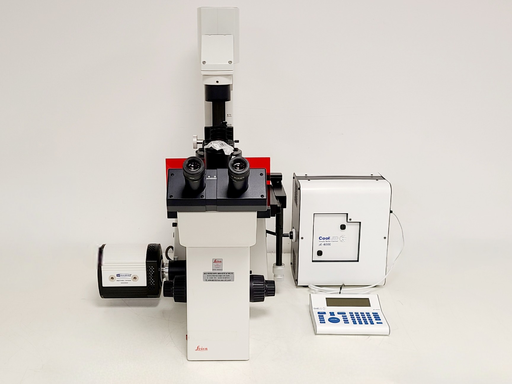 Image of Leica DMIRB Microscope w/ COOL LED pE-4000 Light Source & Q Imaging Retiga 3000