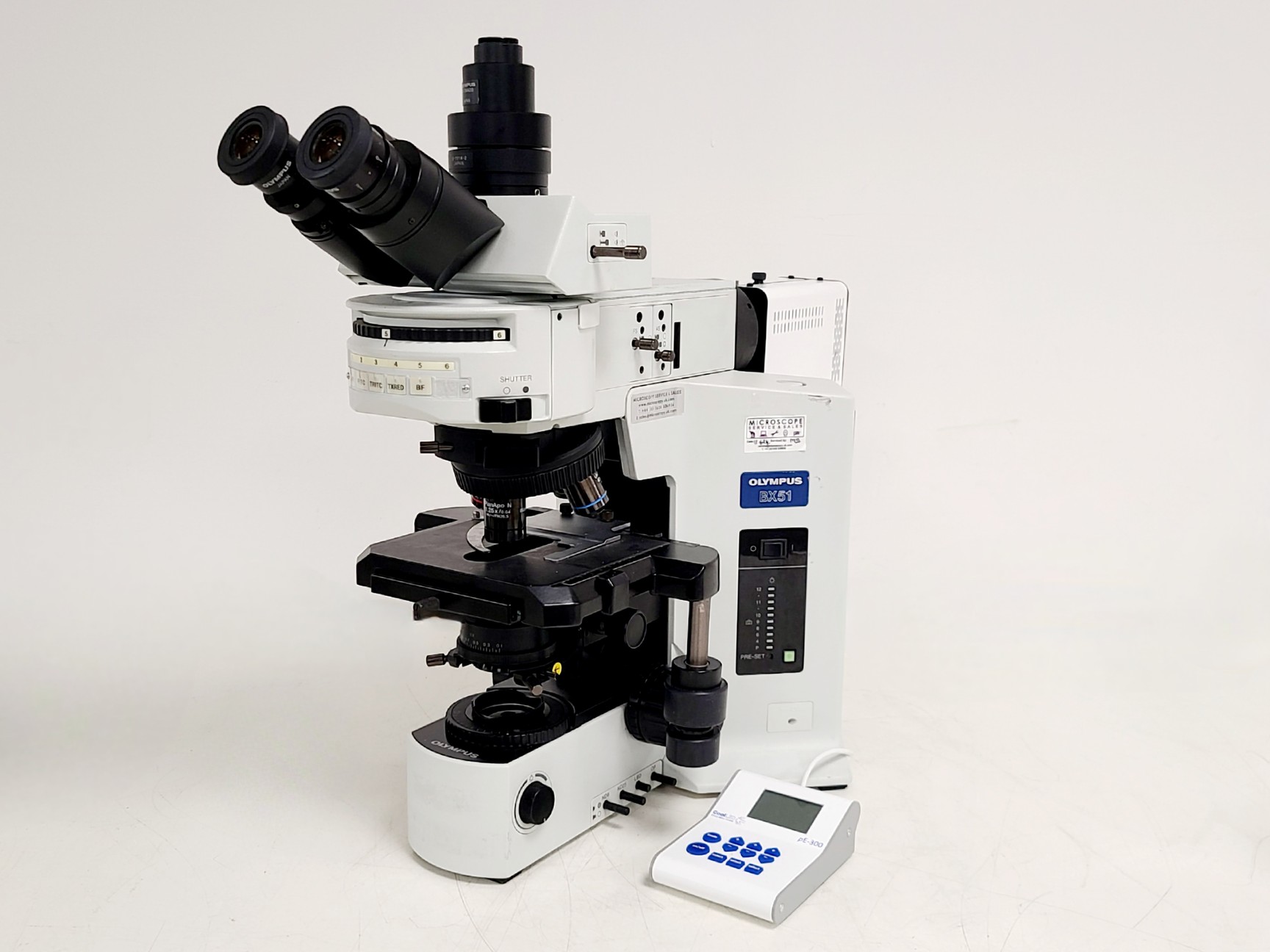 Image of Olympus BX51 Fluorescence Microscope w/ CoolLED pE-300 Illumination Unit