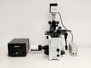 Thumbnail image of Olympus IX71 Inverted Fluorescence Microscope w/ TH4-200, Lumen200 & Retiga 2000
