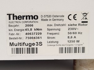 Thumbnail image of Heraeus Multifuge 3S Centrifuge Model: 75004361