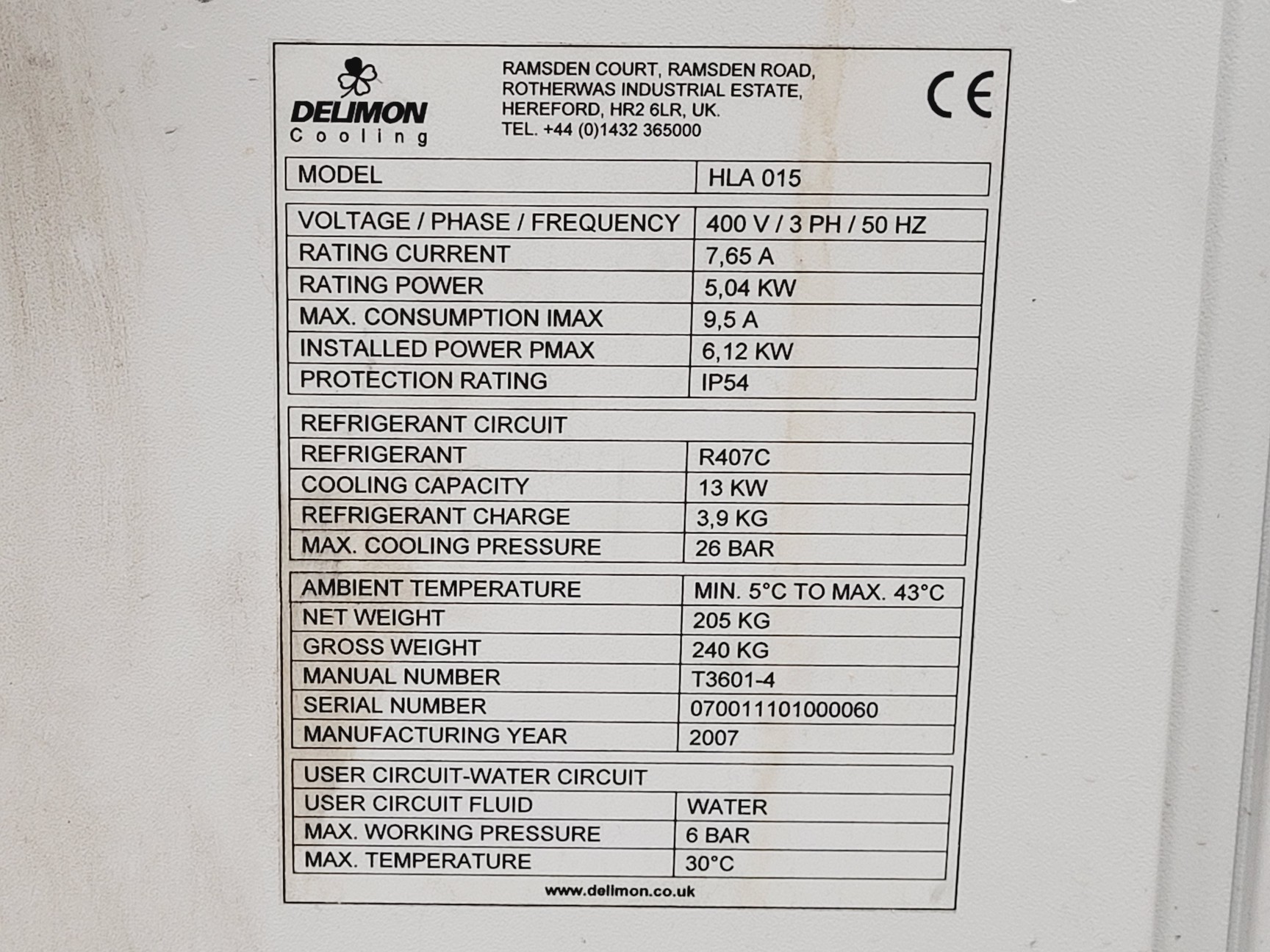 Image of Delimon Cooling HLA 015 Chiller