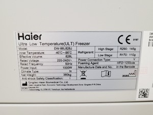 Thumbnail image of Haier  DW-86L828J Ultra-Low Temperature Freezer -86ºc 