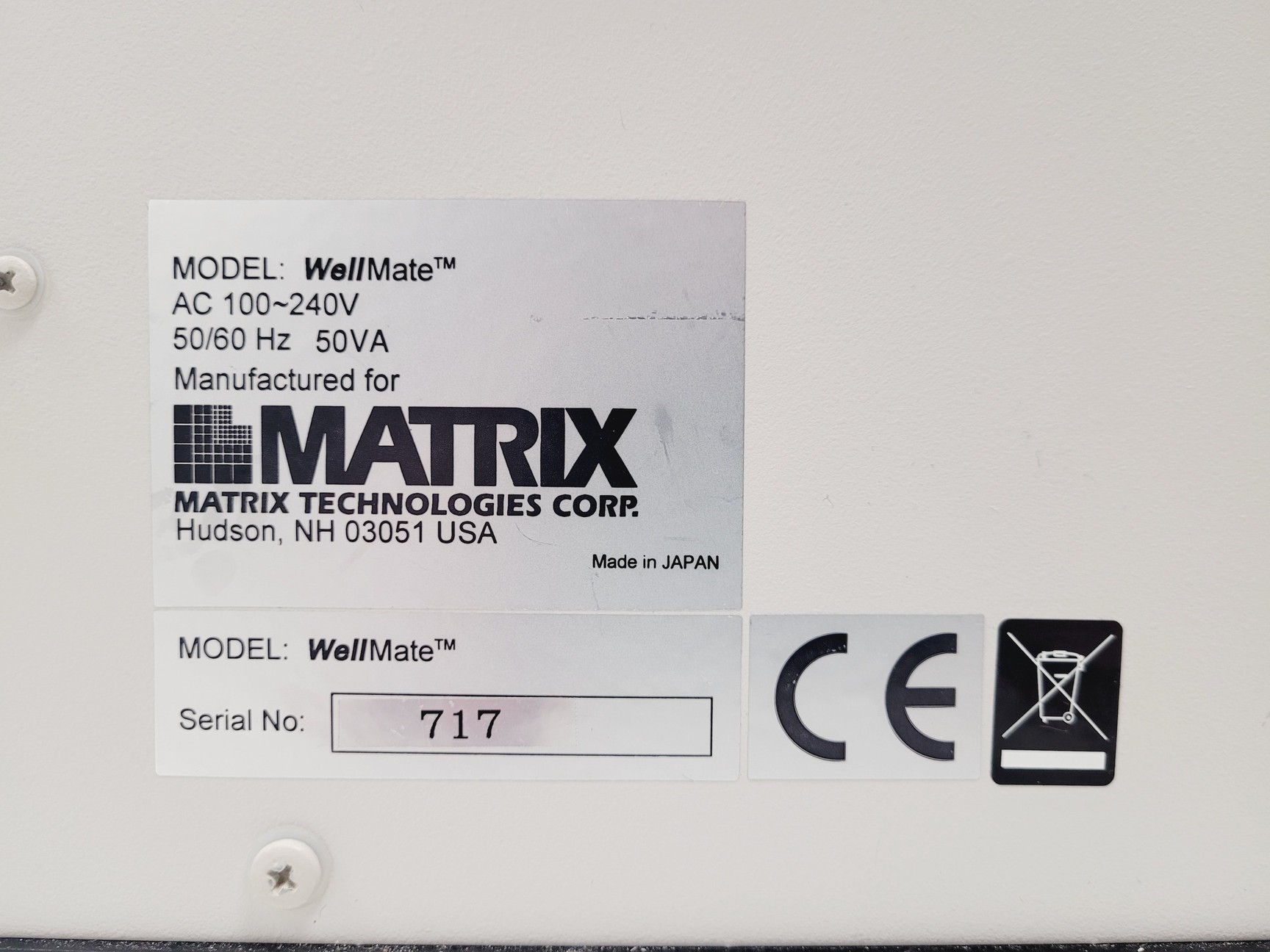 Image of Matrix WellMate 201-10001 Microplate Fluid Dispenser