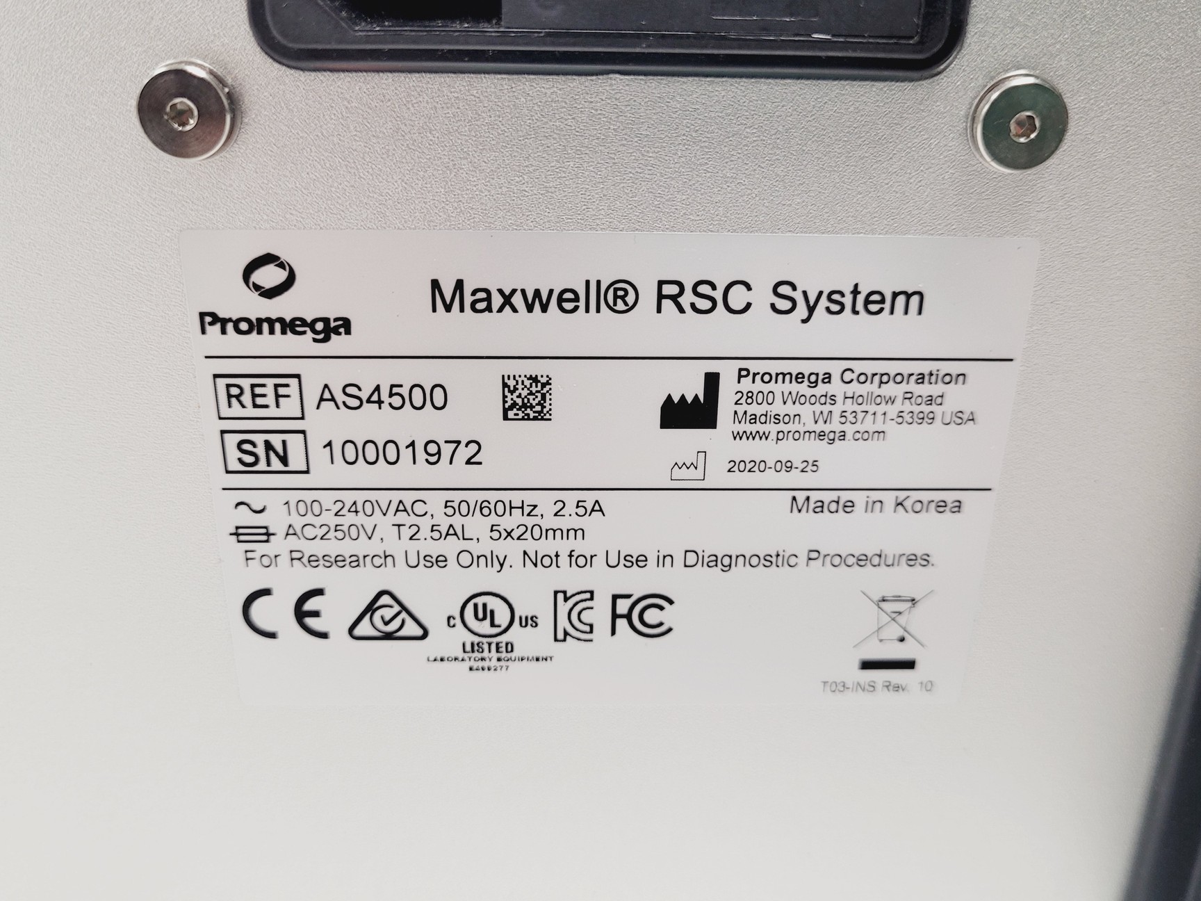 Image of ProMega Maxwell RSC AS4500 System & Deck Tray Lab