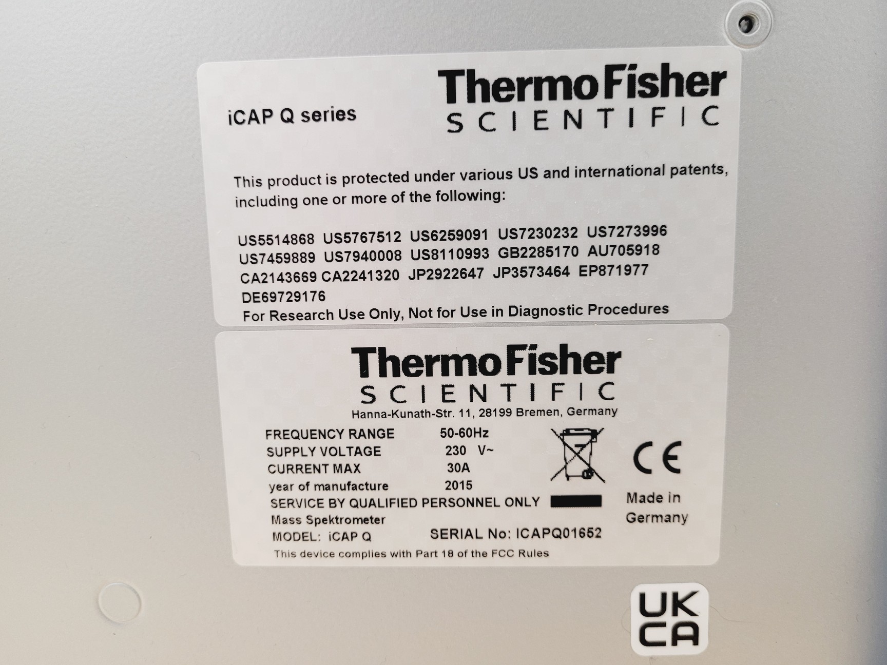 Image of ThermoFisher Scientific iCAP Q ICP Mass Spectrometer