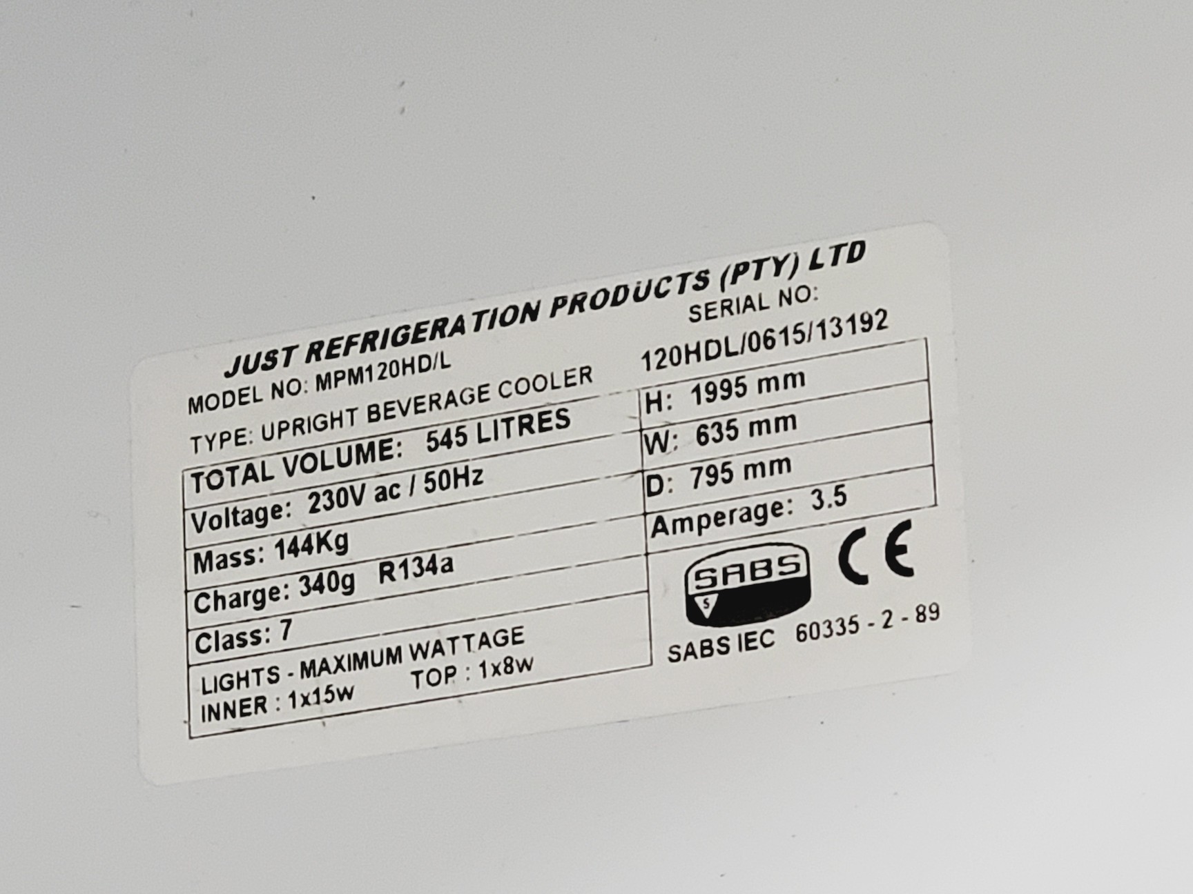 Image of Commercial MPM120HD/L Swing Door Beverage Cooler 545L