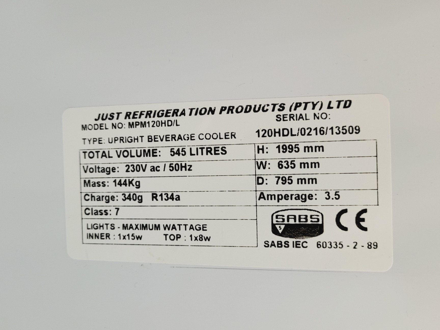 Image of Commercial MPM120HD/L Swing Door Beverage Cooler 545L