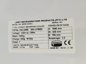 Thumbnail image of Commercial MPM120HD/L Swing Door Beverage Cooler 545L