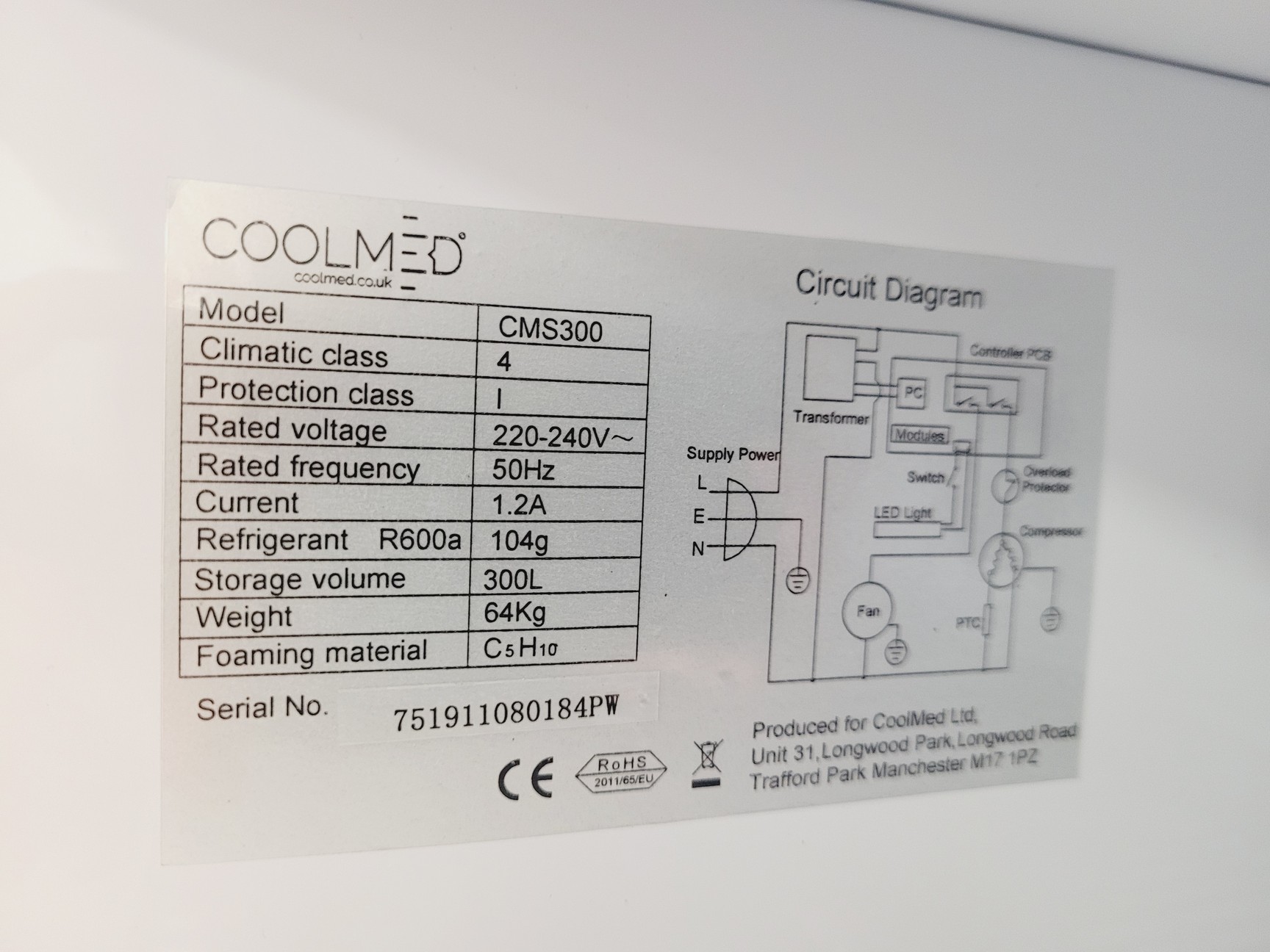 Image of Coolmed Medical/Pharmacy Refrigerator Model CMS300 Lab