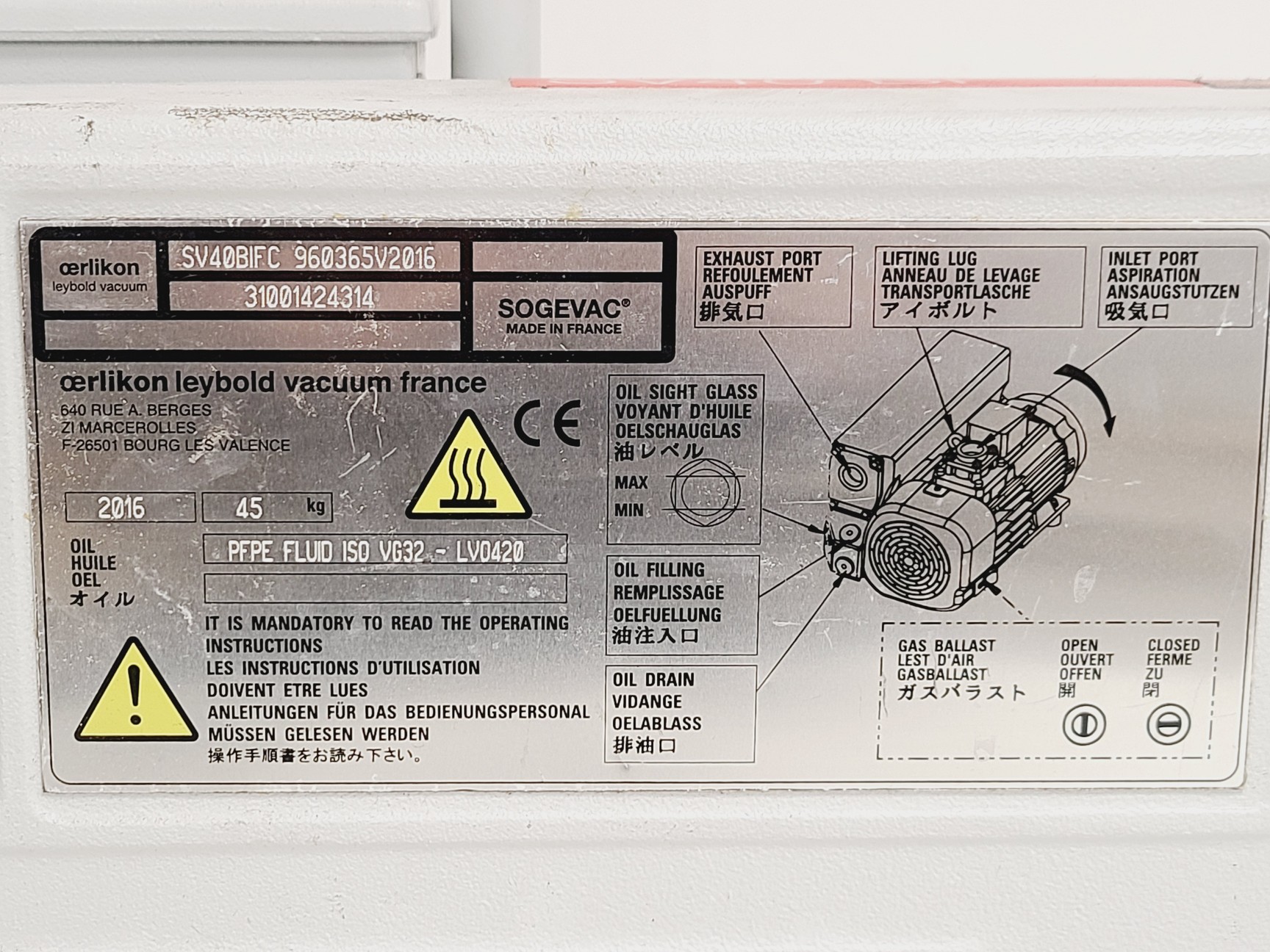 Image of Leybold SOGEVAC SV 40 BI Vacuum Pump