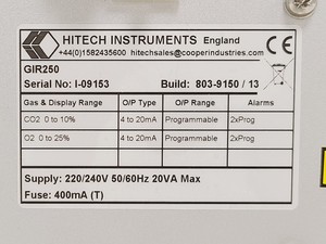 Thumbnail image of Hitech Instruments GIR250 Gas Analyser Build: 803-9150 / 13