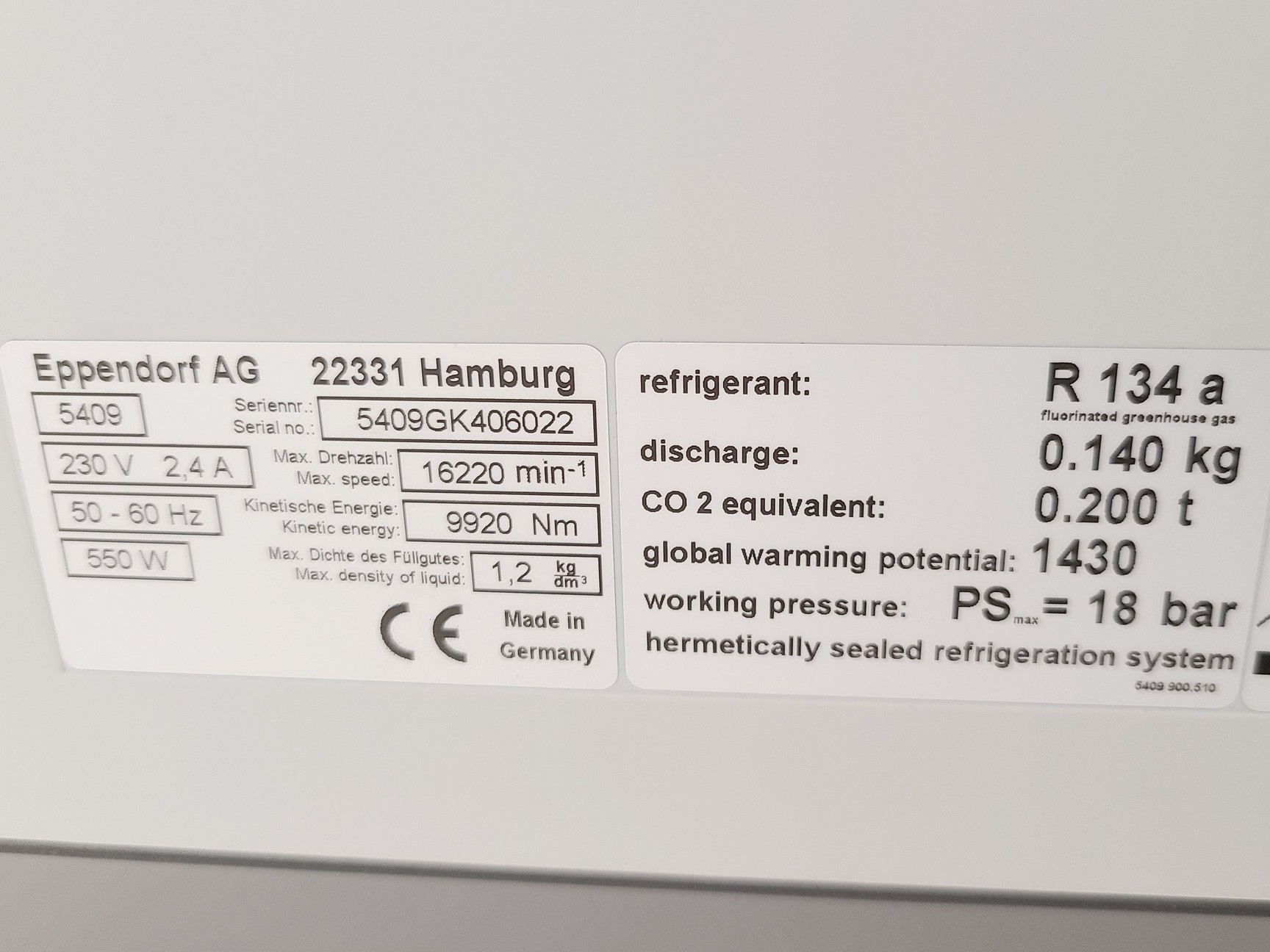 Image of Eppendorf 5427 R Refrigerated Centrifuge w/ FA-45-48-11 Rotor