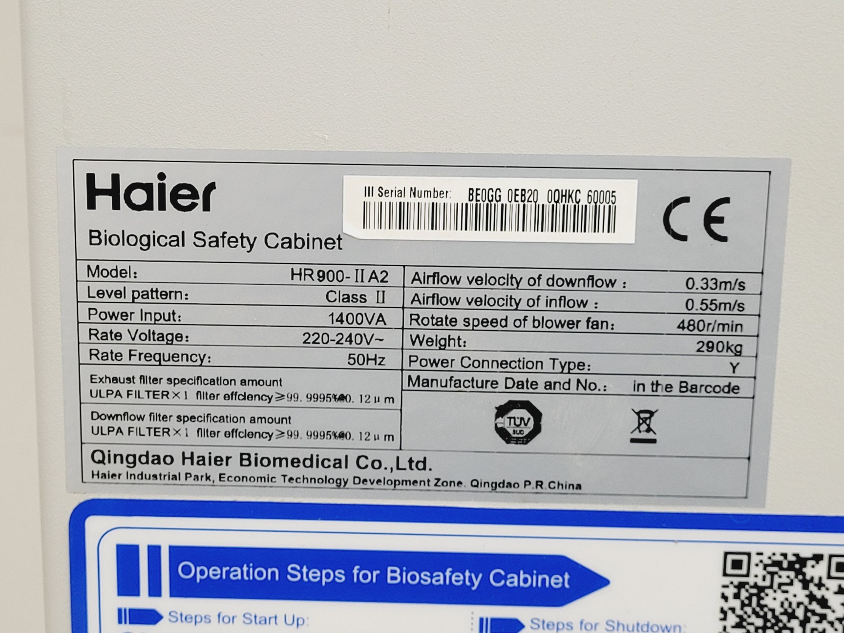 Image of Haier HR900-II A2 Class 2 Biological Safety Cabinet
