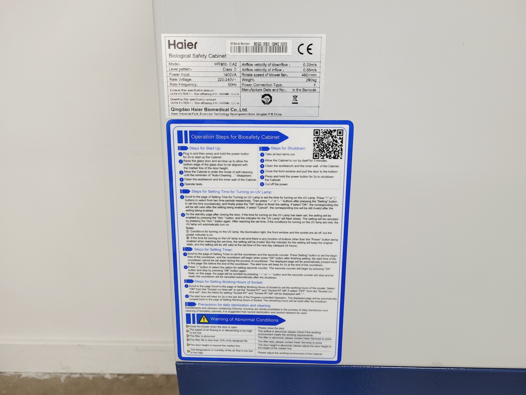 Image of Haier HR900-II A2 Class 2 Biological Safety Cabinet