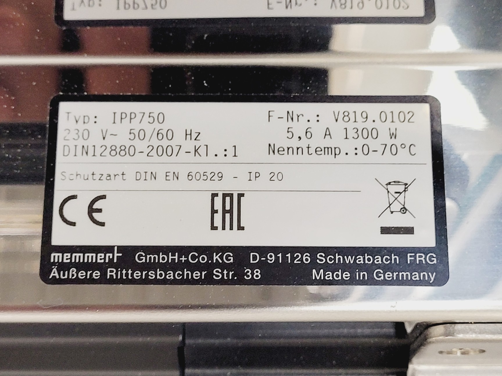 Image of Memmert IPP750 Peltier Cooled Incubator
