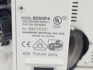 Thumbnail image of Olympus BX50F4 Compound Microscope w/ UVFL 100 1.30 oil 160/0.17 Lab