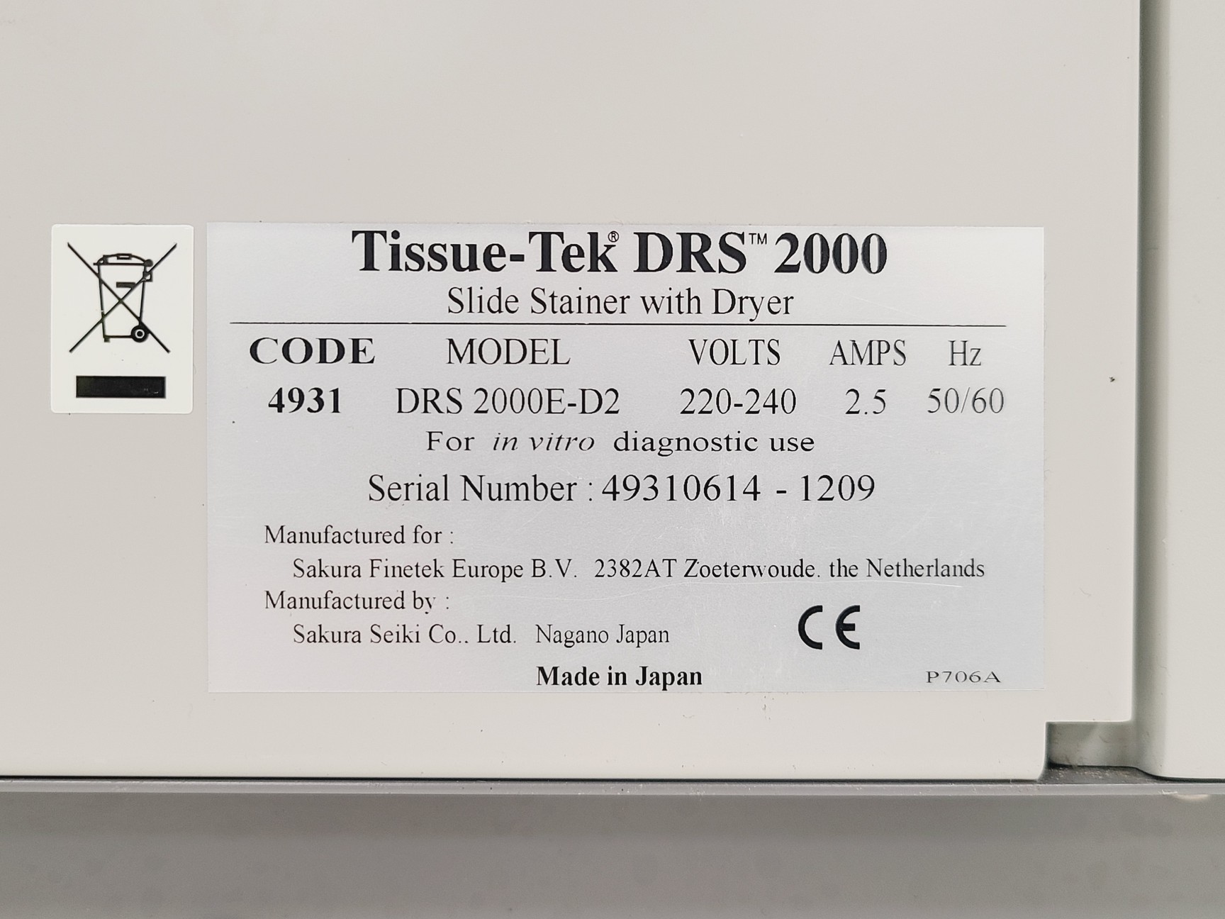 Image of Sakura Tissuetek DRS 2000 Automatic Slide Stainer Lab