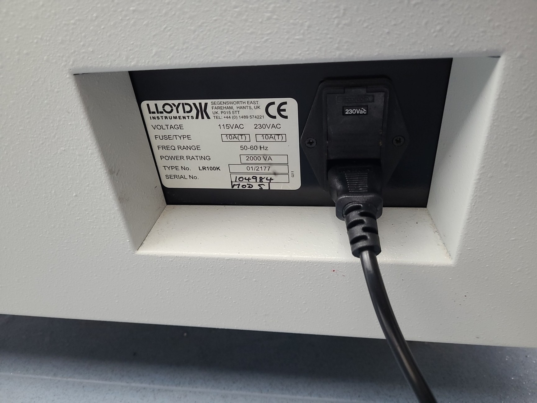 Image of Lloyds LR100k Materials Testing Machine with 100kN Load Cell & Safety Screen