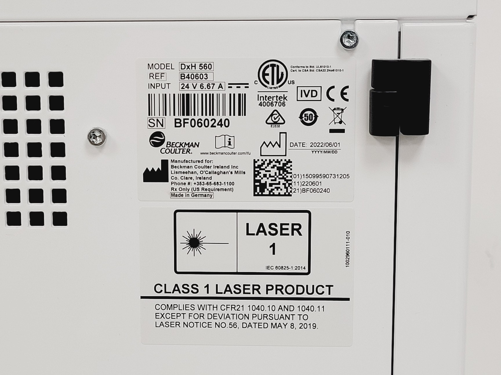 Image of Beckman DxH 560 Autoloader Hematology Analyzer