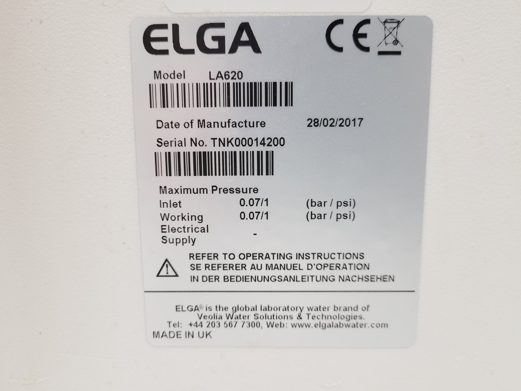 Image of ELGA Purelab Option Option-S 7 Water Purifier & DV 35 Reservoir