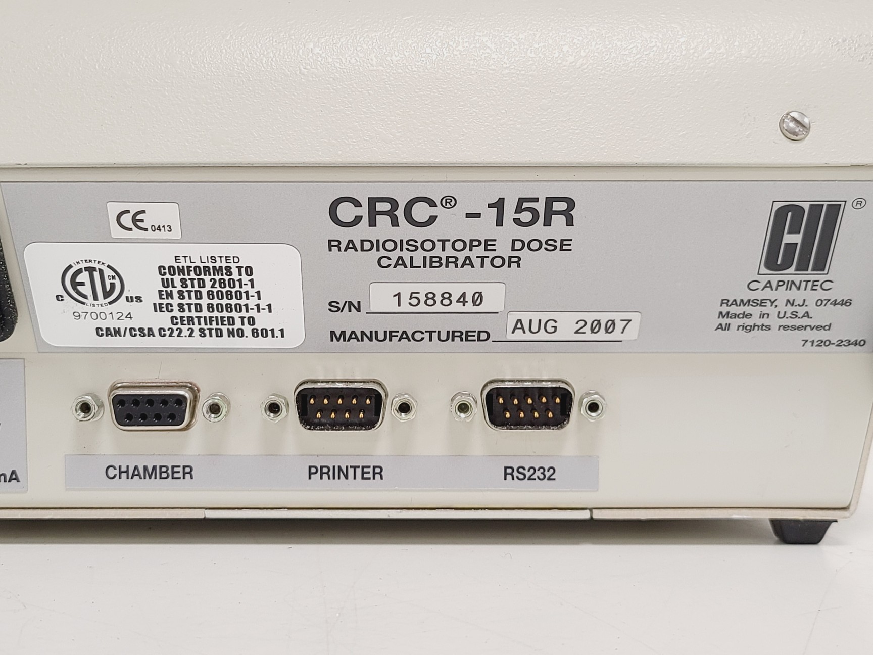 Image of Capintec CRC-15R Radioisotope Dose Calibrator and Ionization Chamber CRC-15R