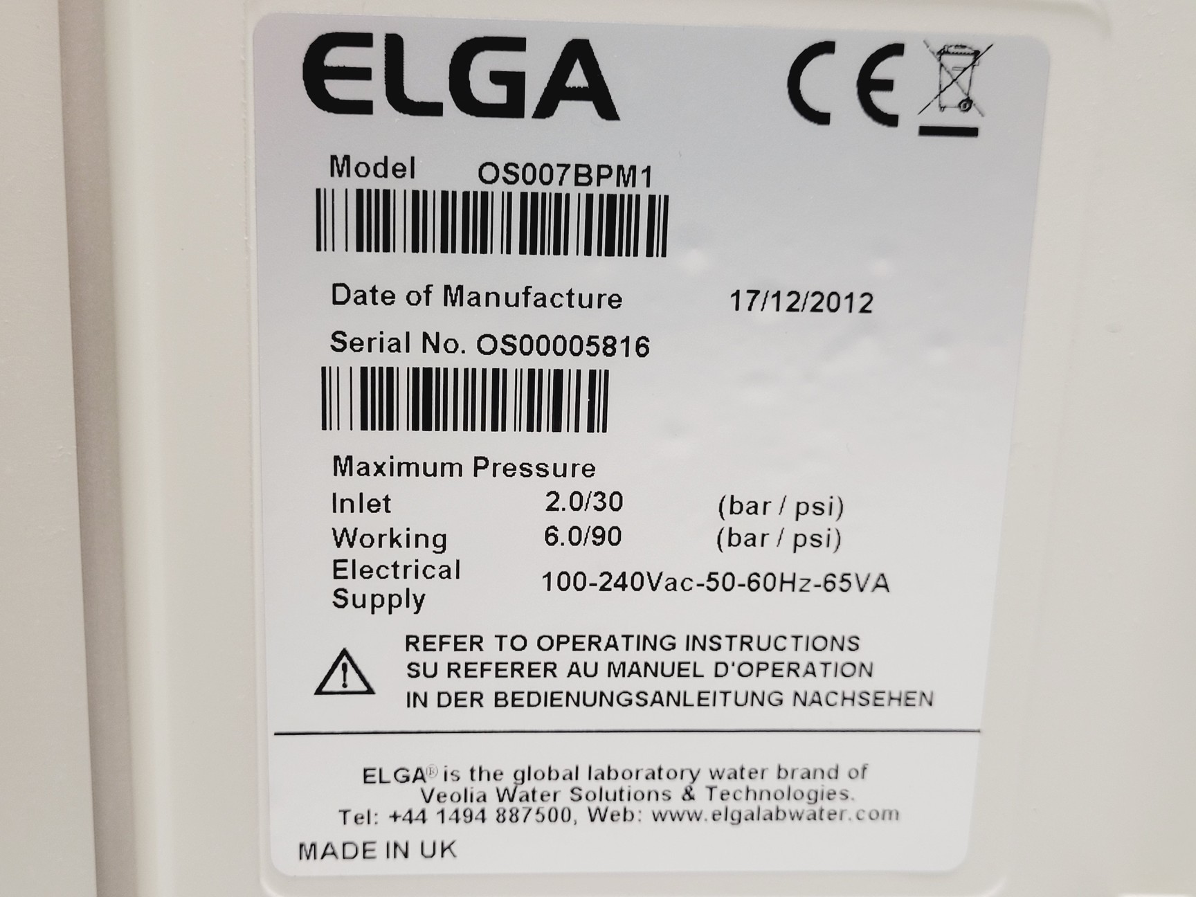 Image of ELGA PURELAB Option-S 7 Water Purifier System & DV 35 Reservoir