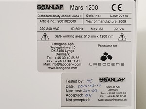 Thumbnail image of Scanlaf Mars 1200 Class II Biological Safety Cabinet with Stand