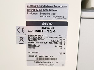 Thumbnail image of Sanyo MIR-154 Floor Standing Incubator