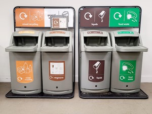 Thumbnail image of 4 × Glasdon Combo Tray Shelf Bin Stations – Mixed / Food / Liquids / Vegware