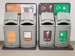 Thumbnail image of 4 × Glasdon Combo Tray Shelf Bin Stations – Mixed / Food / Liquids / Vegware