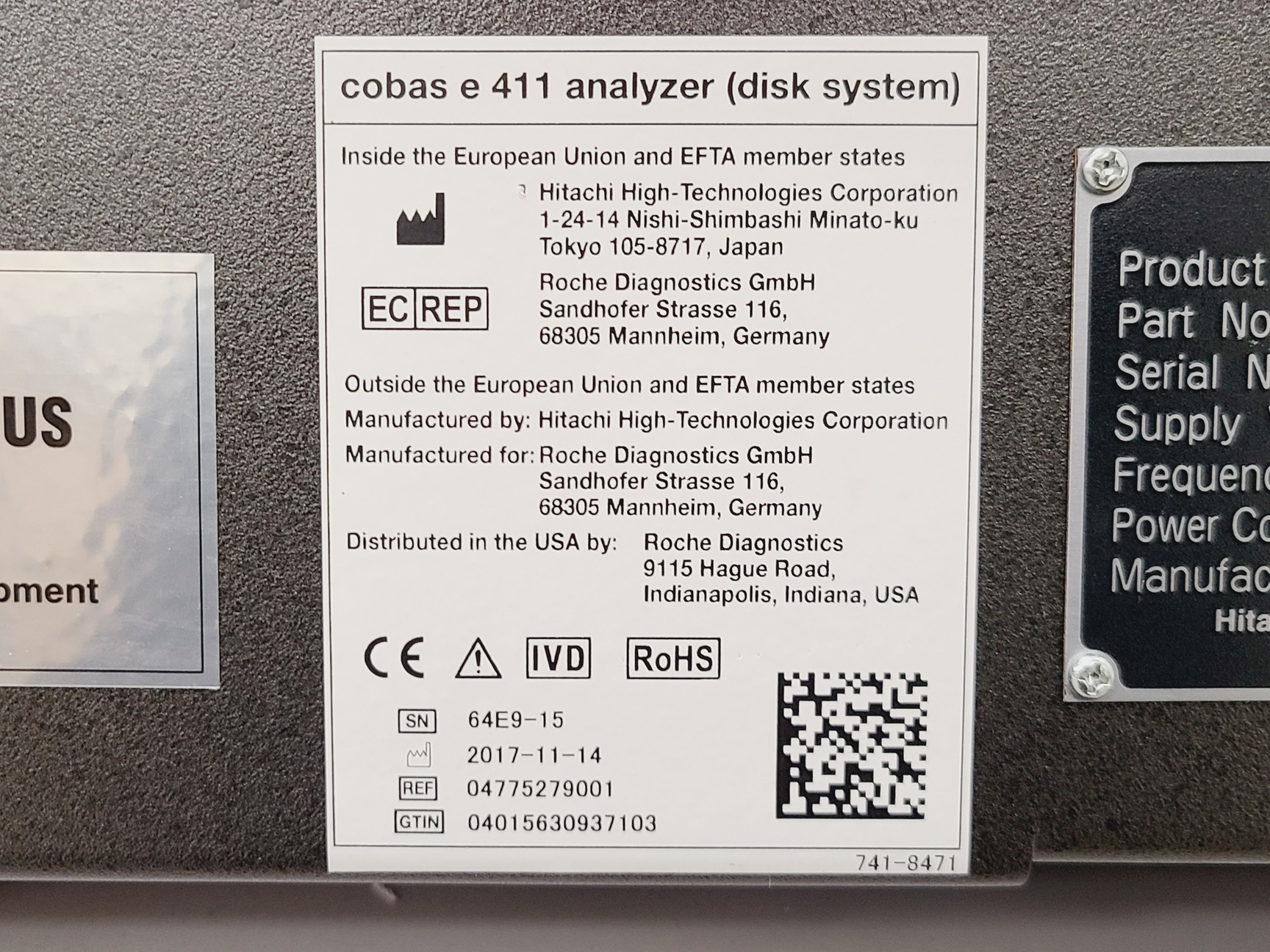 Image of Roche Cobas e 411 Automated Analyser (Disk System) with Stand