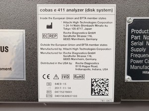 Thumbnail image of Roche Cobas e 411 Automated Analyser (Disk System) with Stand
