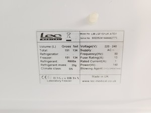 Thumbnail image of LEC Medical Freezer Model LM LSF151