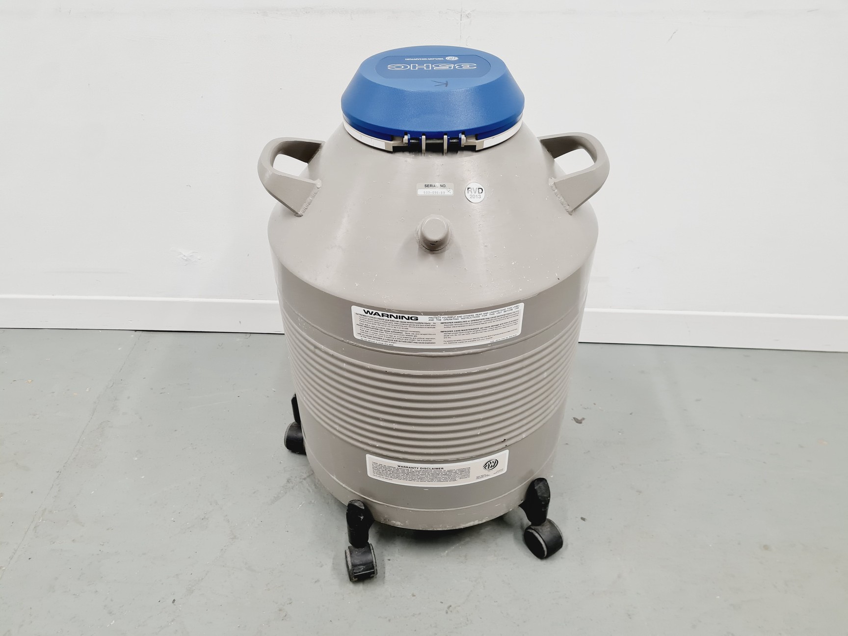Image of Taylor-Wharton 35 HC Liquid Nitrogen Dewar with wheeled stand