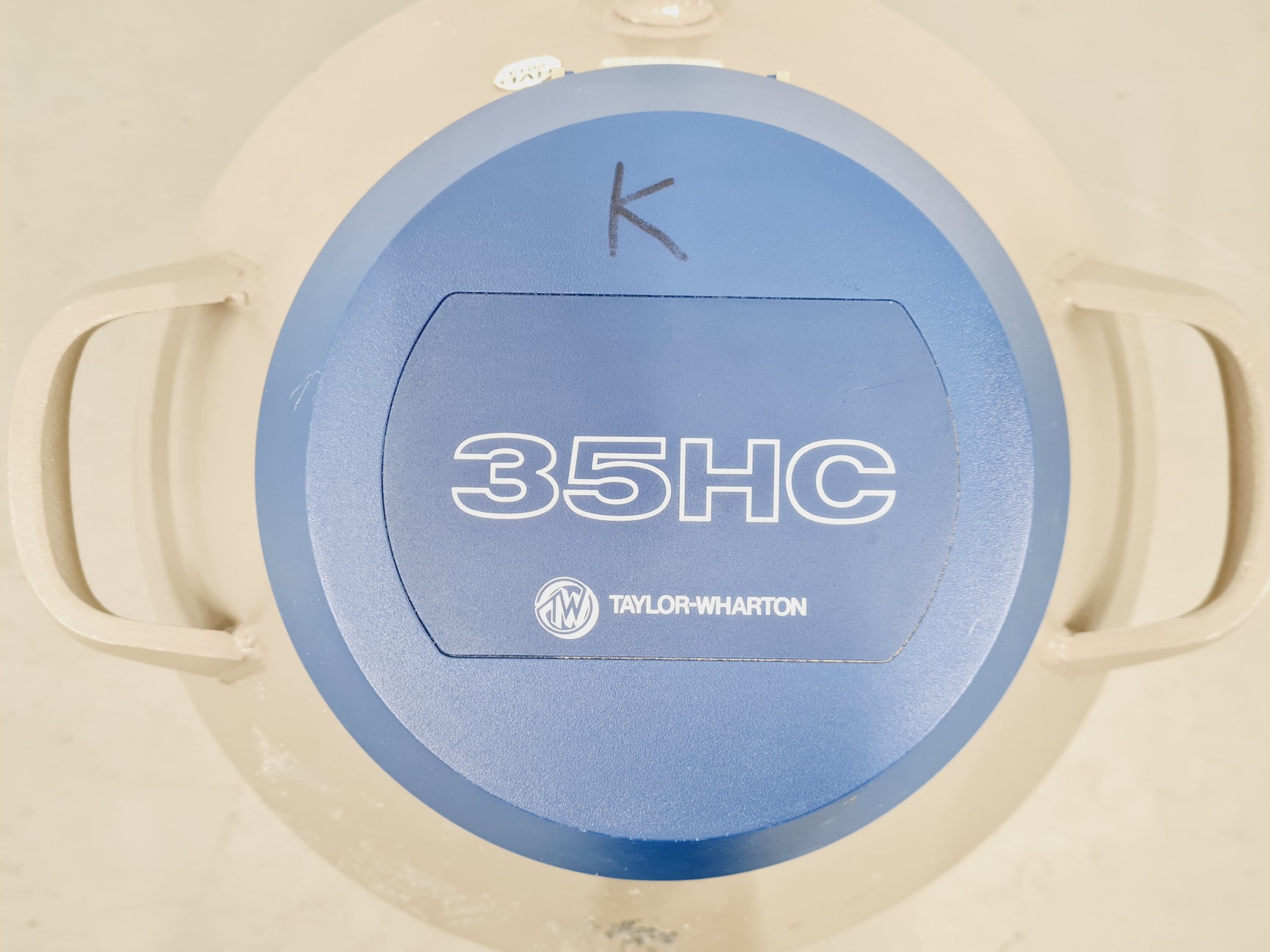 Image of Taylor-Wharton 35 HC Liquid Nitrogen Dewar with wheeled stand