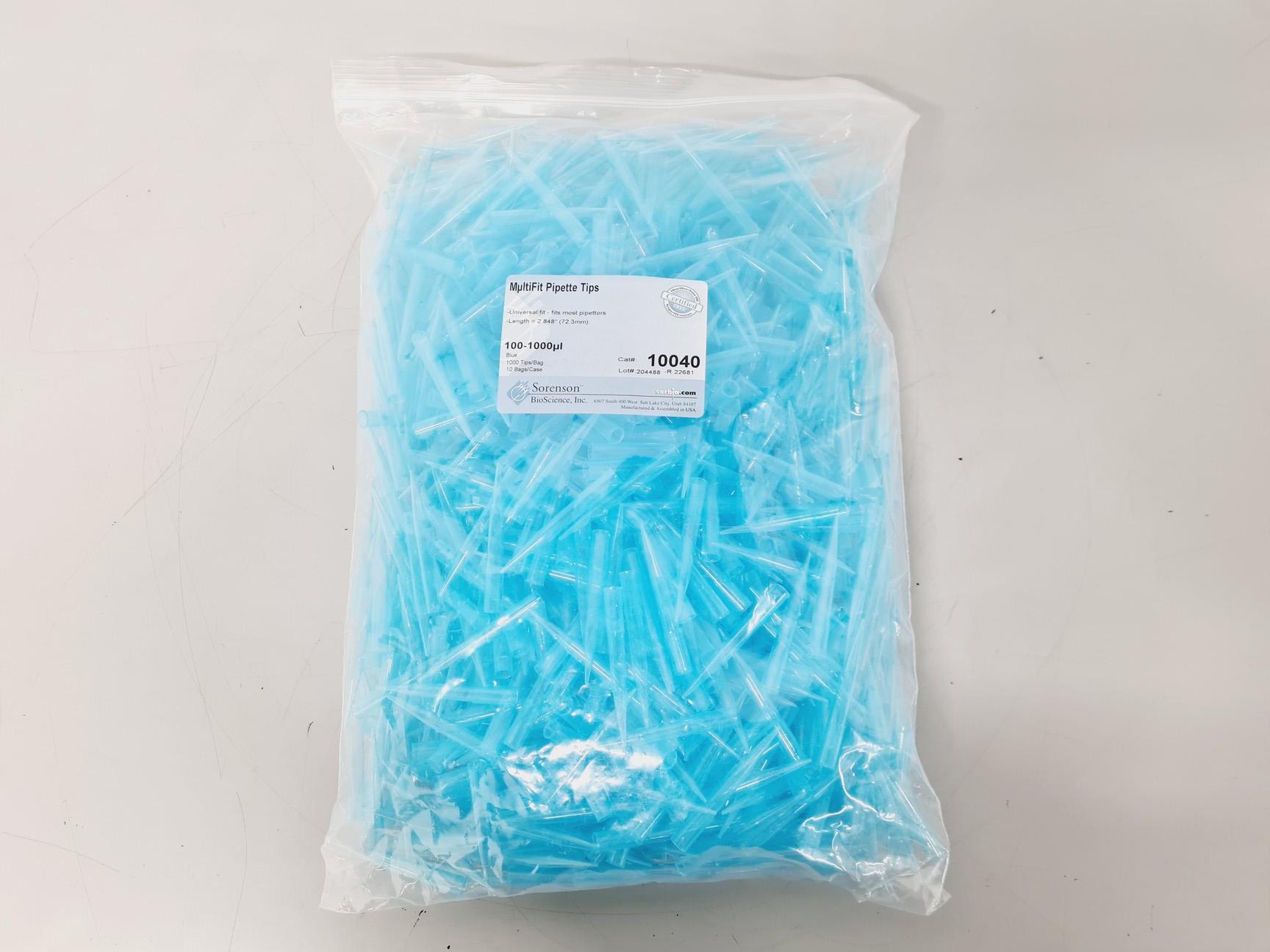 Image of 7 x Sorenson Multi Pipette Tips 100-1000 μl Blue 1000 Tips Per Bag