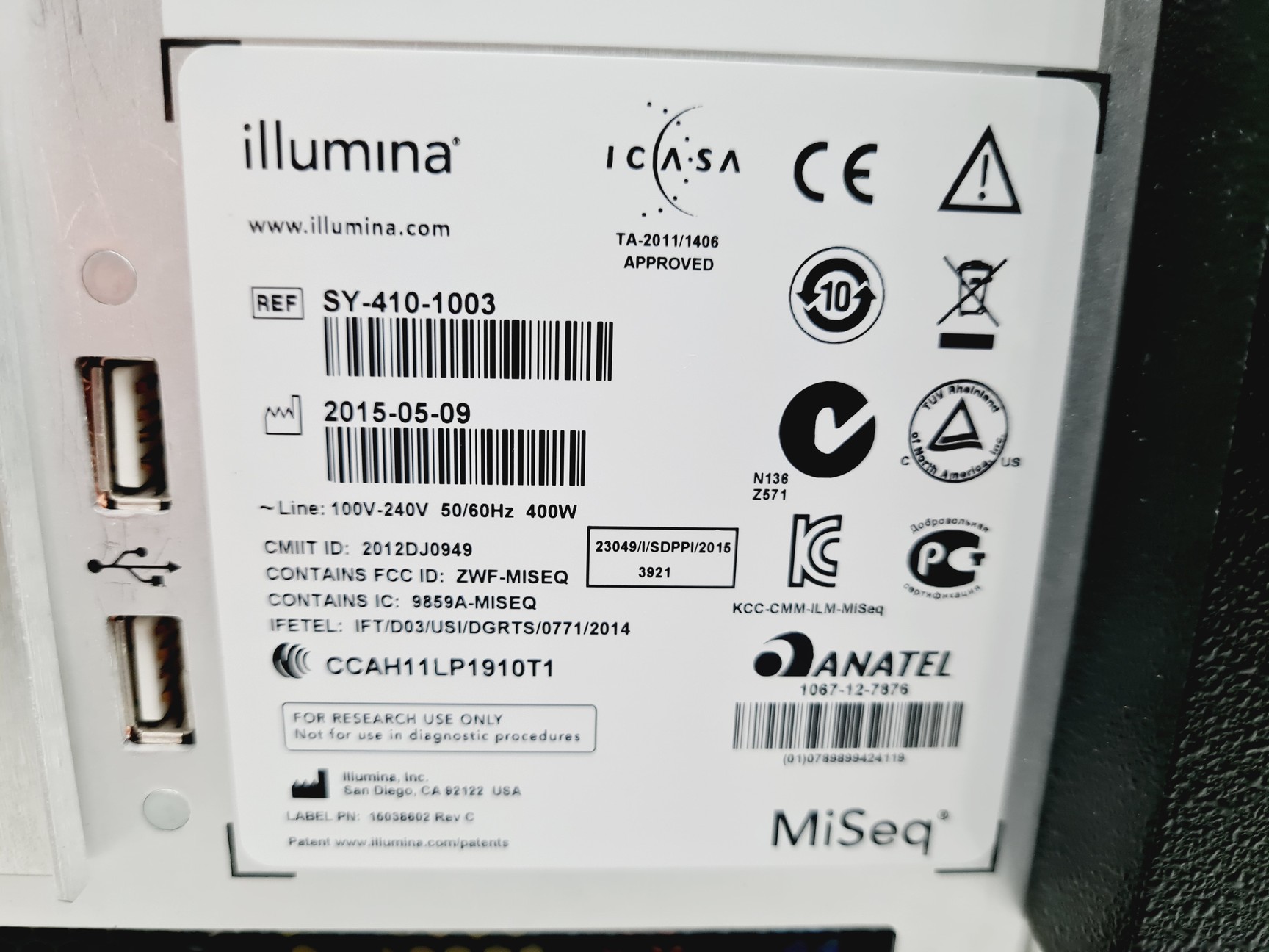 Image of illumina MiSeq DNA Sequencer
