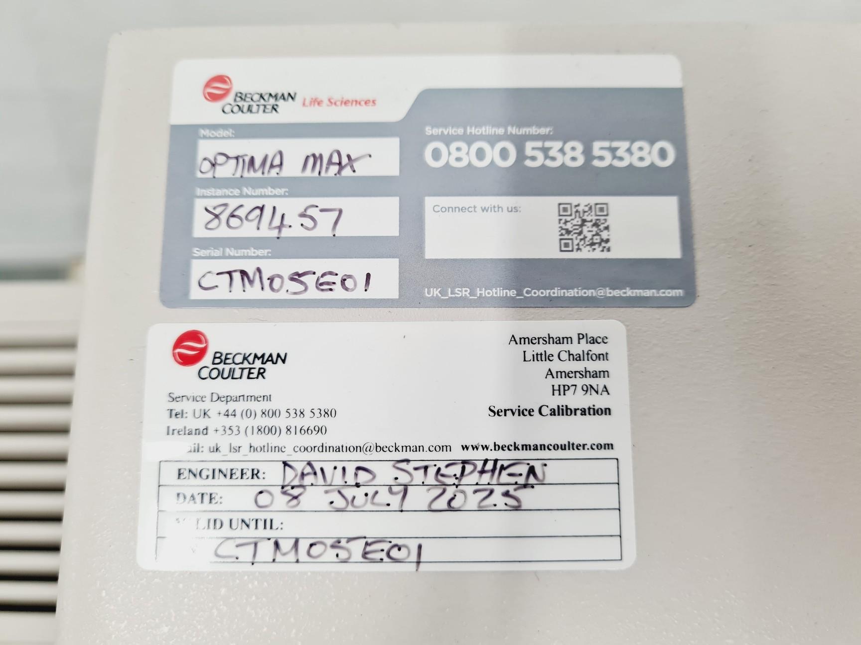 Image of Beckman Coulter MAX-130K Optima Ultracentrifuge w/ Wheeled Stand & Rotor Lab