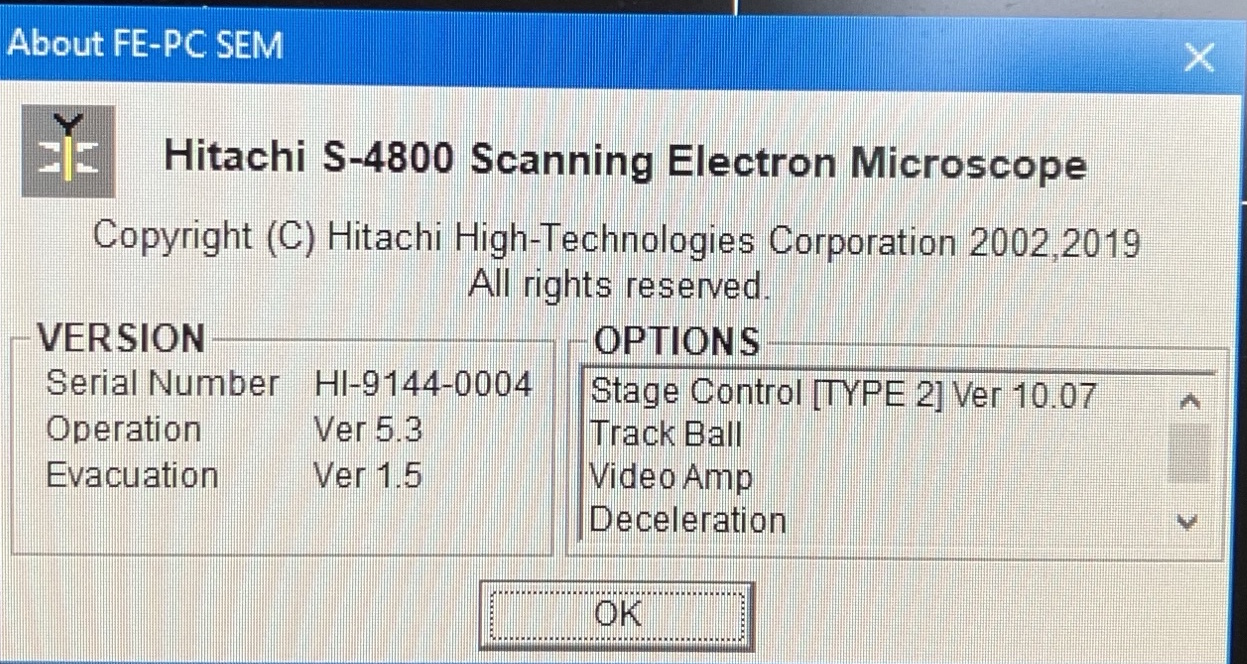 Image of Hitachi S-4800 Scanning Electron Microscope w/ Oxford Ultim Max 40 EDS SEM Lab