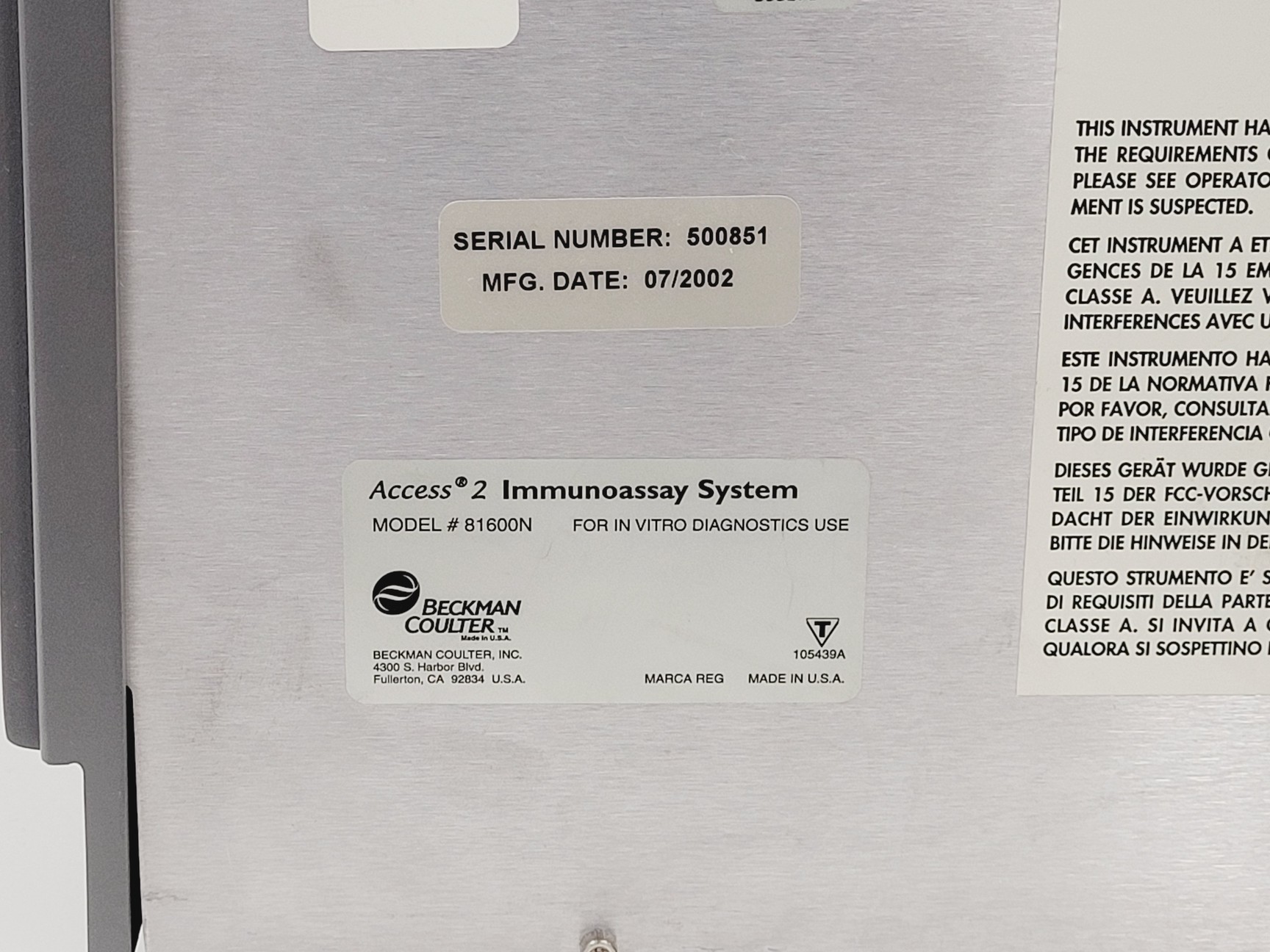 Image of Beckman Coulter 81600N Access 2 Immunoassay System