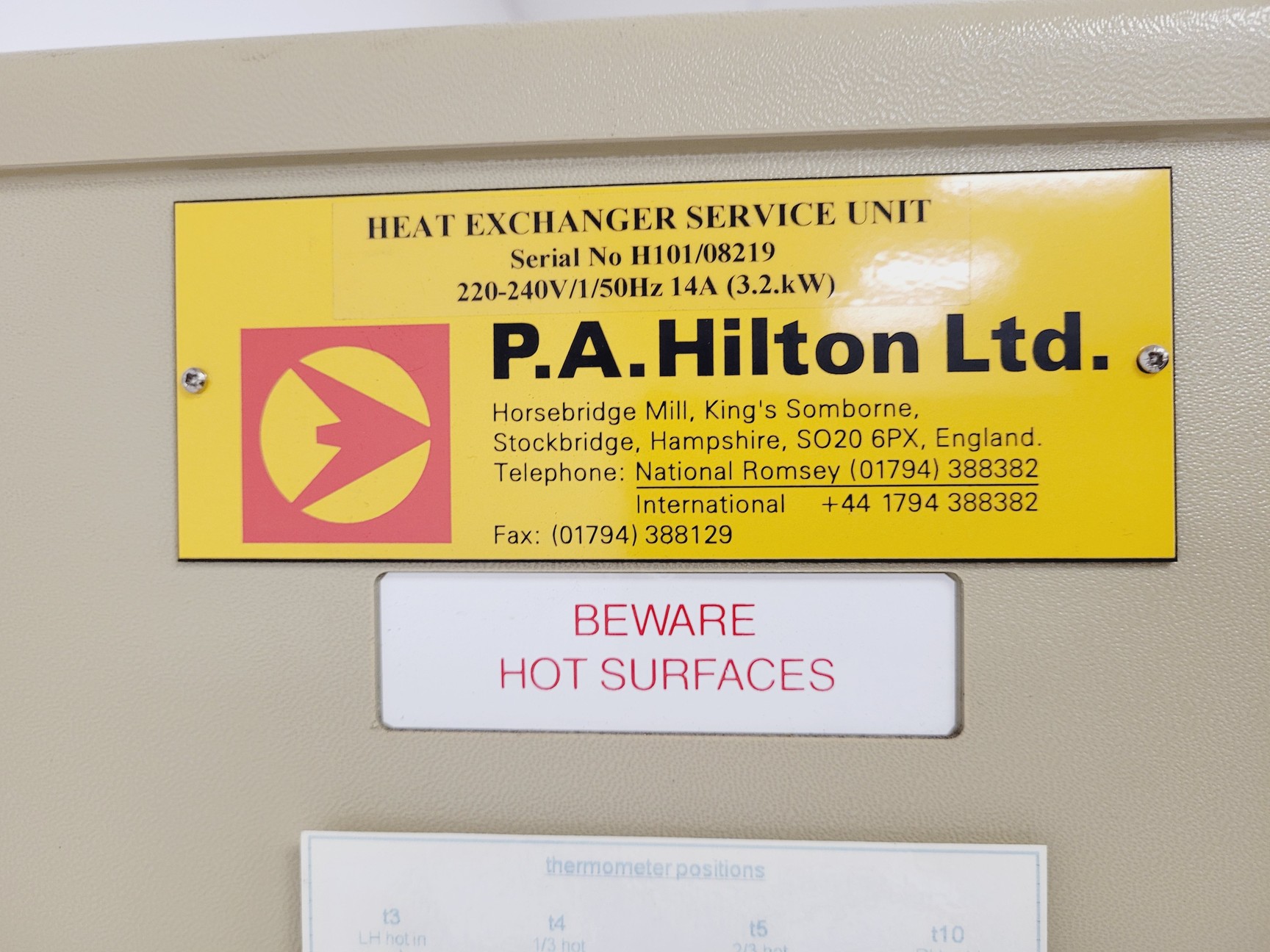 Image of P.A.Hilton LTD Heat Exchanger Service Unit W/ Tube Heat Exchanger