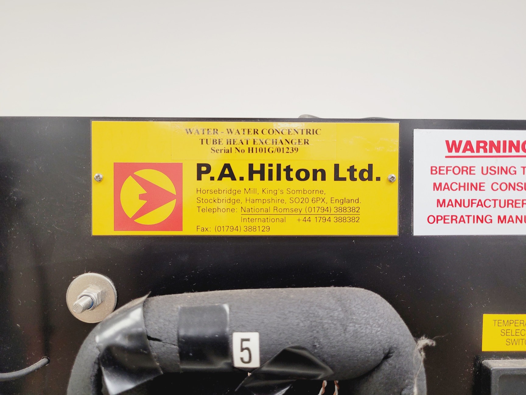 Image of P.A.Hilton LTD Heat Exchanger Service Unit W/ Tube Heat Exchanger