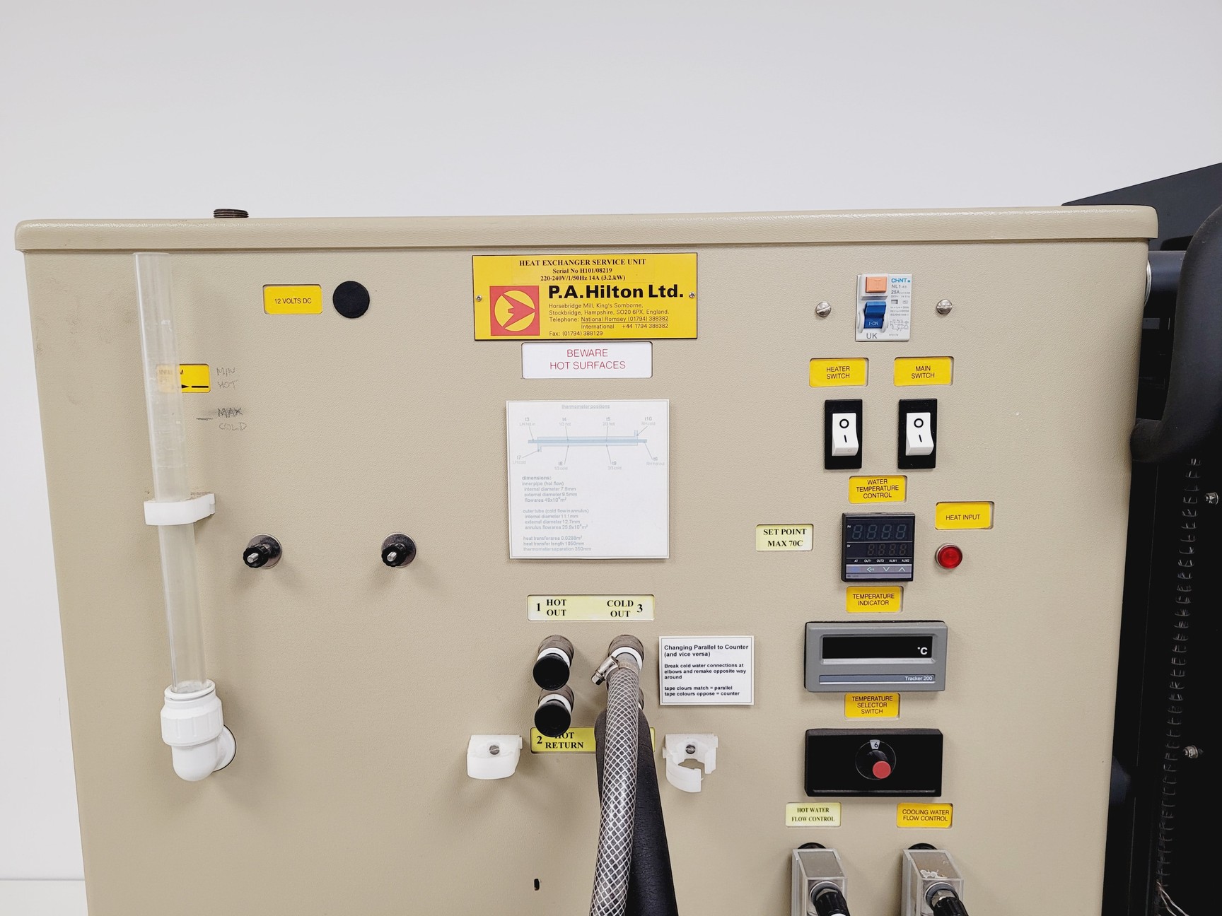 Image of P.A.Hilton LTD Heat Exchanger Service Unit W/ Tube Heat Exchanger