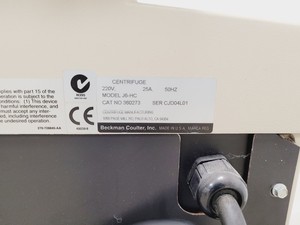 Thumbnail image of Beckman Coulter J6-HC Floor Standing Centrifuge w/ JS-4.2 Rotor & 6 x Bucket Lab