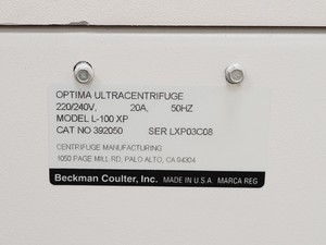 Thumbnail image of Beckman Coulter L-100 XP Optima Ultracentrifuge w/ Type 19 & SW 32 Ti Rotor Lab