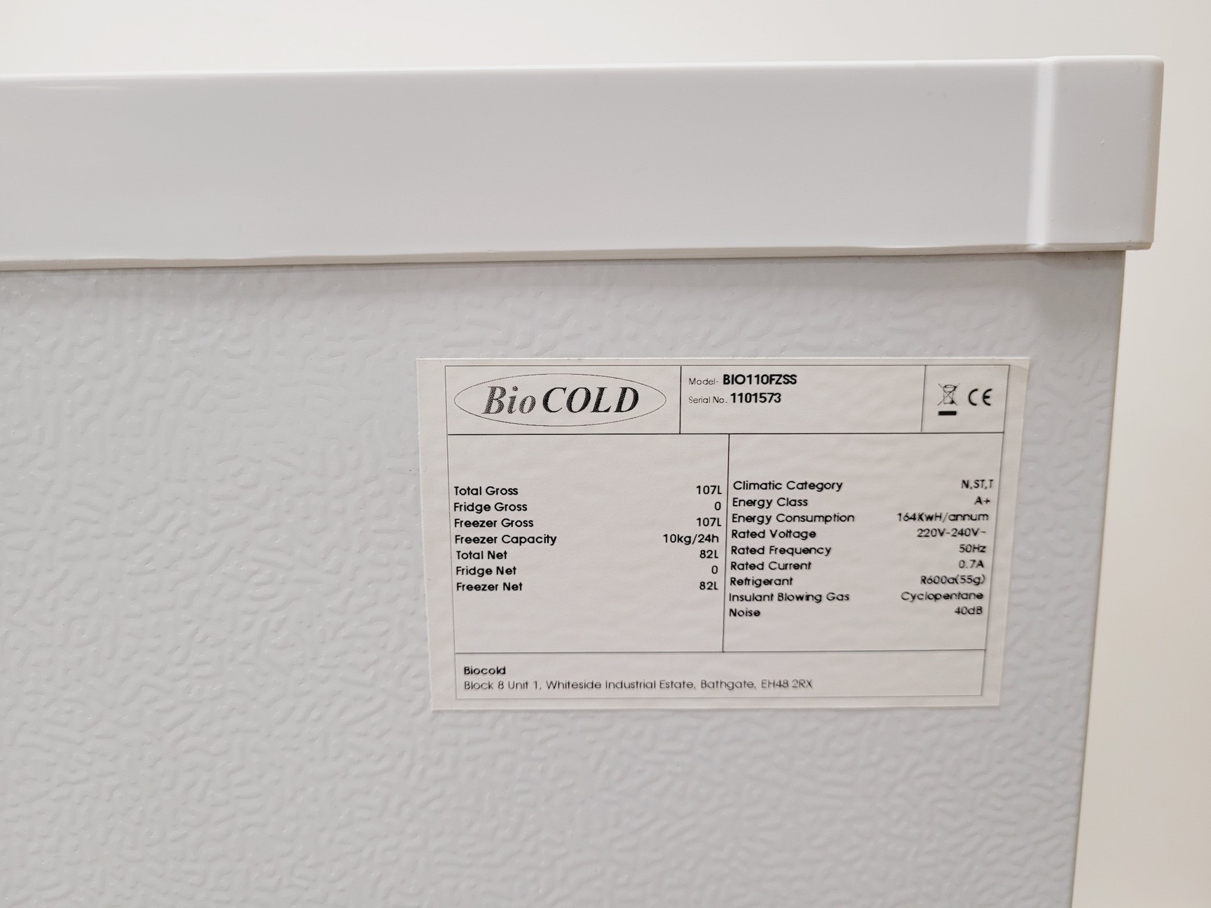 Image of BioCOLD BIO110FZSS Lab Freezer