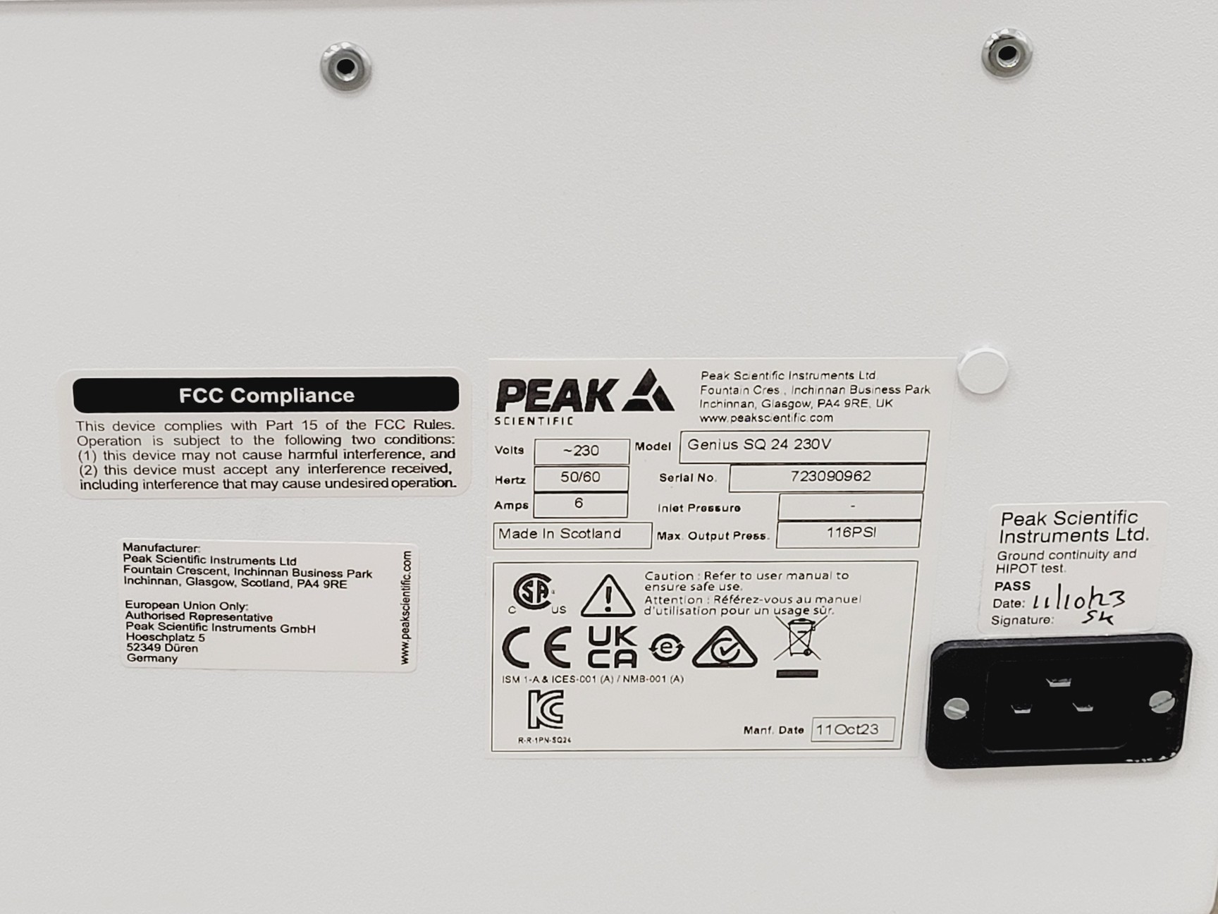 Image of Peak Scientific Genius SQ 24 Nitrogen Generator